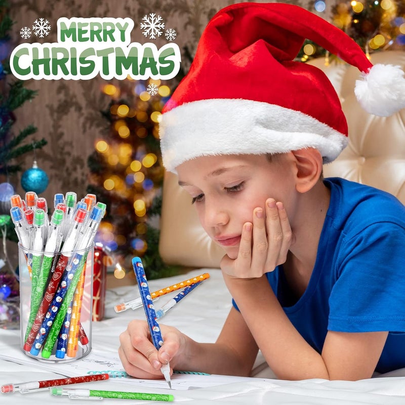 Teling Christmas Stackable Pencils Bulk with Eraser Translucent Pencil Multi Point Stackable Push Pencil Xmas Funny Christmas Winter Theme Pencil Set for School Office Student Teacher Supply(120 Pcs) - Image 5